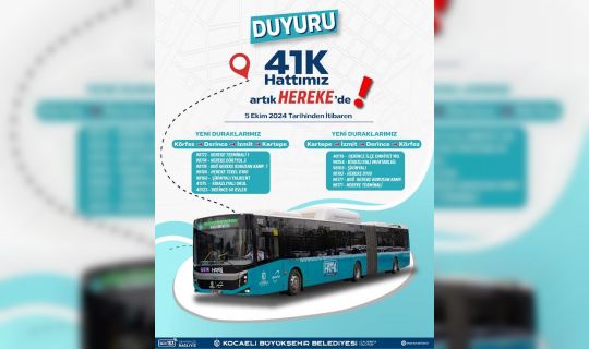 Büyükşehir Belediyesi 41K Hattına Hereke Güzergahı Eklendi