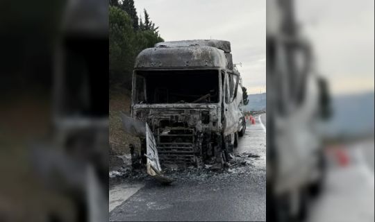 Tır, Anadolu Otoyolu Kocaeli Geçişinde Alev Aldı